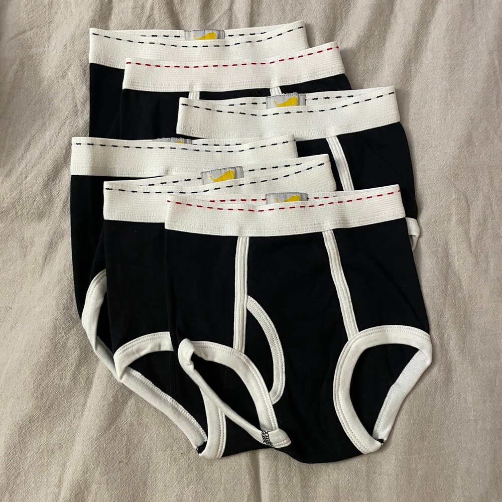 DEADSTOCK 6 Pack Tiger Briefs Underwear Kids Boys 6-8 Black White Cotton Vintage